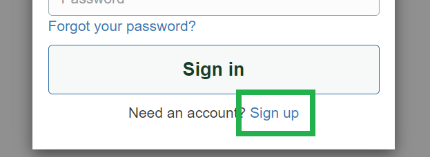 Screenshot of the MyZOLEO login page showing the Sign Up button.
