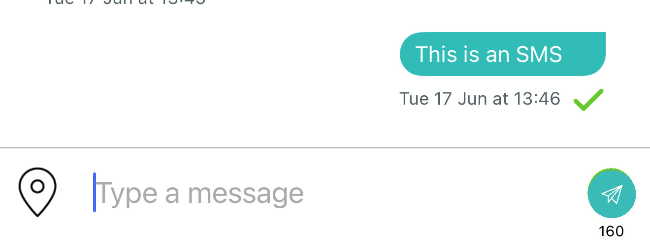 Bulles bleues indiquant un SMS ou un courriel dans l’application ZOLEO